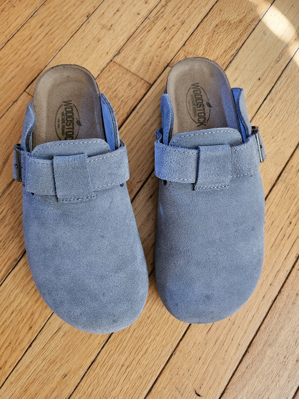 Woodstock Vintage Brand Gray Suede Leather Clogs Mules Mens Size 6